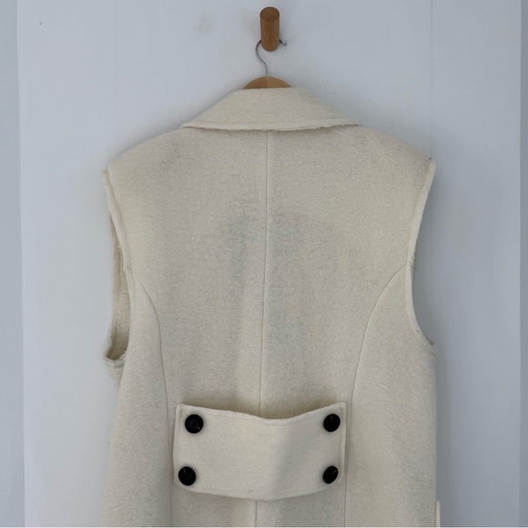 Lumina cream long wool double breasted vest - One Size - Picture 4 of 6